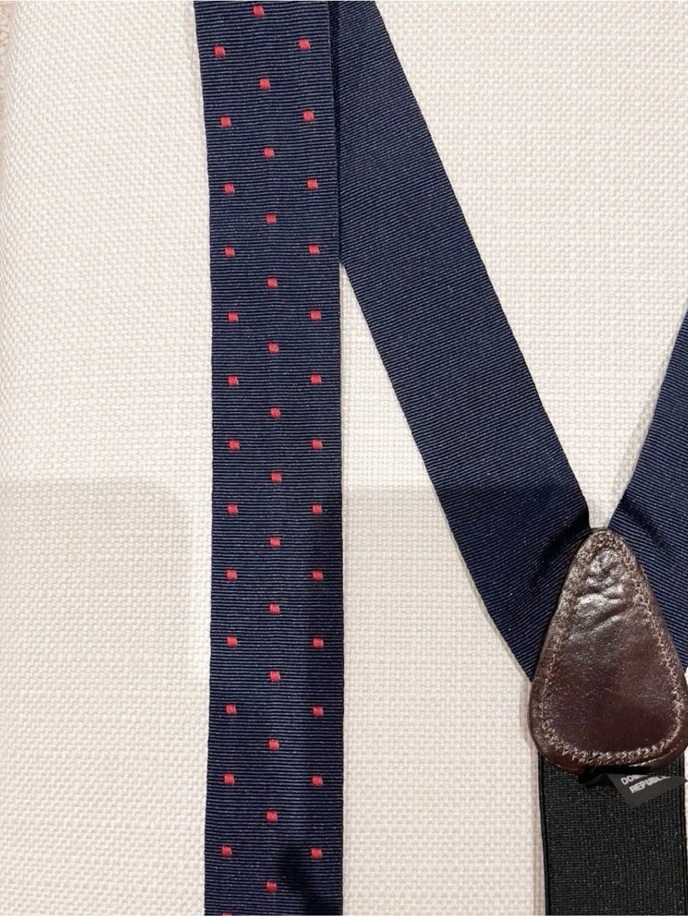 Jos. A. Bank Navy Suspenders with Red Dot Pattern